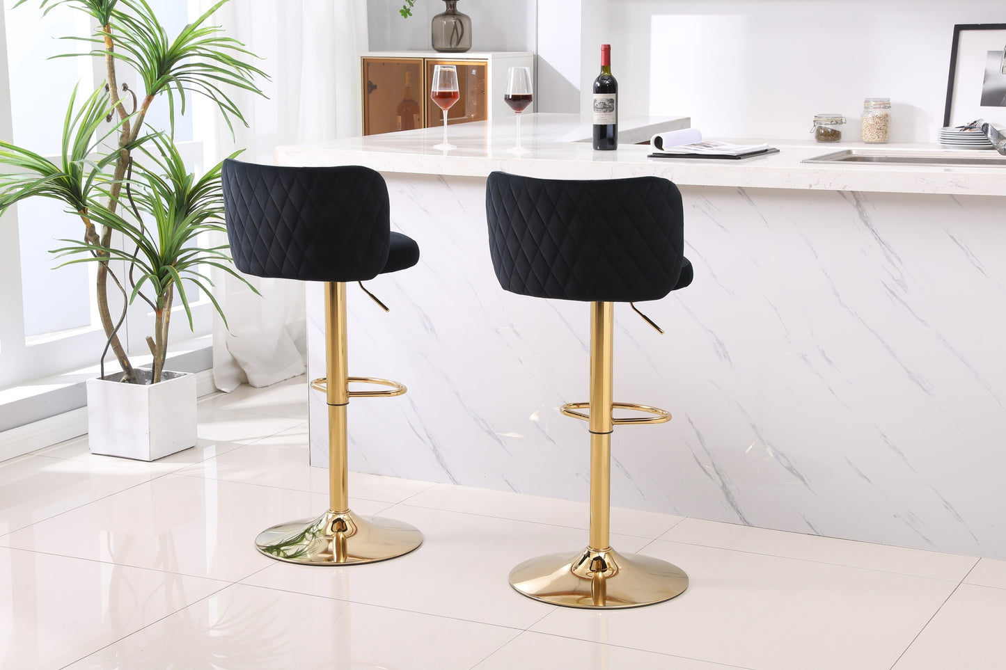 1st Choice Moder Swivel Velvet Counter Barstools Bar Height - Set of 2