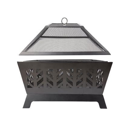 1st Choice Modern Durable Versatile Outdoor 25.98" Square Iron Fire Pit