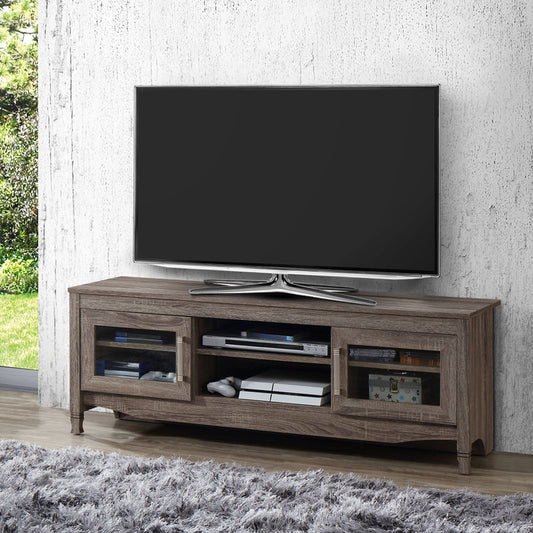 1st Choice Modern Solid Wood Techni Mobili Grey Driftwood TV Stand Cabinet