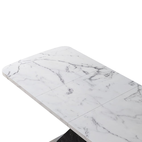 1st Choice Modern Square Stretchable Dining Table in White Marble