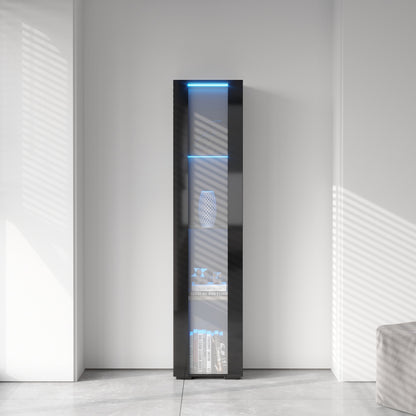 1st Choice Modern Side Cabinet with Aluminum Strip Lamp in Black