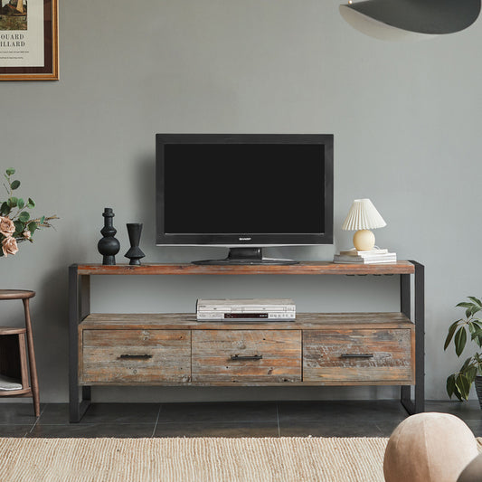 1st Choice Modern 60" Reclaimed Wood Media TV Console in Antique Finish