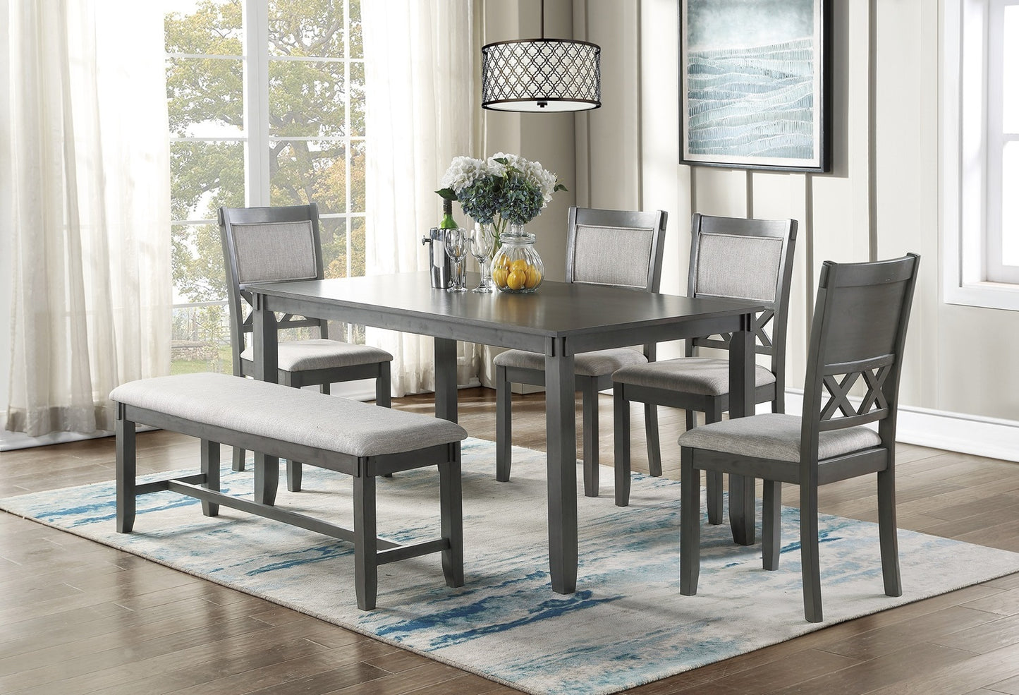 1st Choice Modern Unique Modern 6-Piece Dining Table Set Furniture