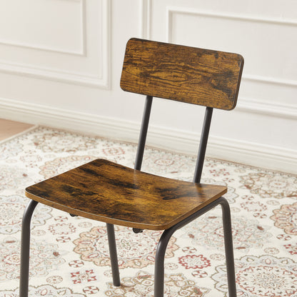 1st Choice Modern Dining Table and Chair Set With Curved Back in Rustic Brown