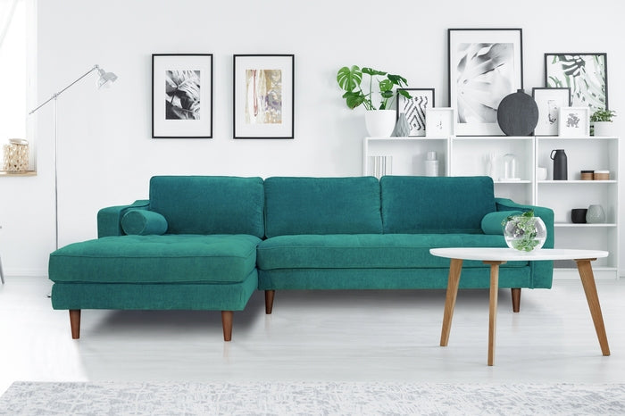1st Choice Contemporary Luxurious Laf Sectional in Turquoise