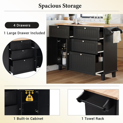 1st Choice Modern Farmhouse Kitchen Island Set with Storage Cabinet