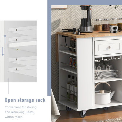 1st Choice Modern Kitchen Island Adjustable Storage with Power Outlet