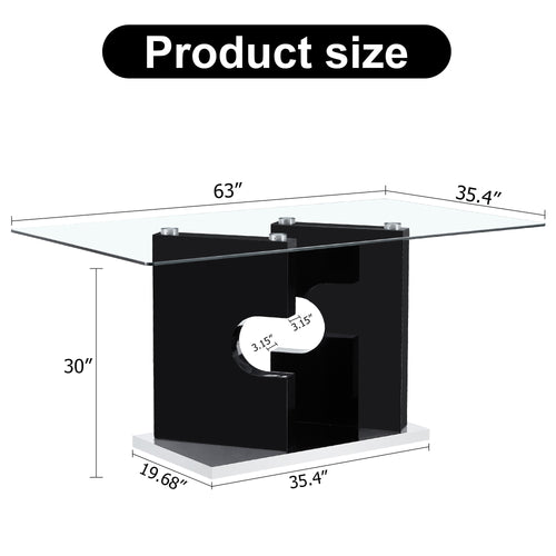 1st Choice Large Modern Minimalist Rectangular Glass Dining Table