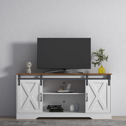 1st Choice TV Stand Sliding Barn Door & Farmhouse Wood Entertainment Center