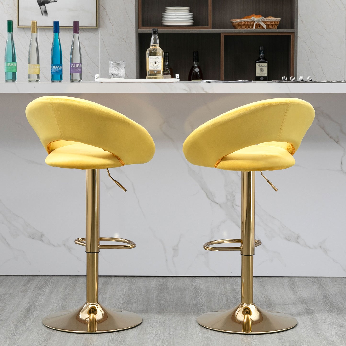 1st Choice Velvet Adjustable Dining Counter Height Bar Chairs - Set of 2