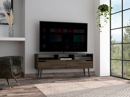 1st Choice Modern New Haven 2-Drawer 3-Shelf TV Stand Dark Walnut