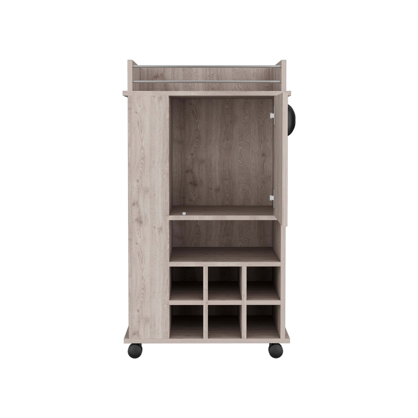 1st Choice Fraser Bar Cart with 6 Built-in Wine Rack and Casters in Light Gray