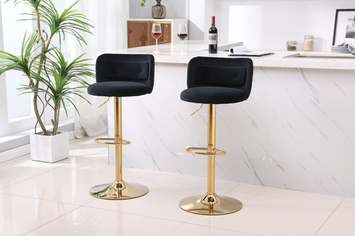 1st Choice Moder Swivel Velvet Counter Barstools Bar Height - Set of 2