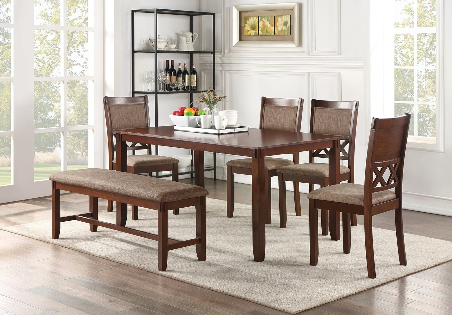 1st Choice Unique Modern 6-Piece Dining Table with 4 Side Chairs Set