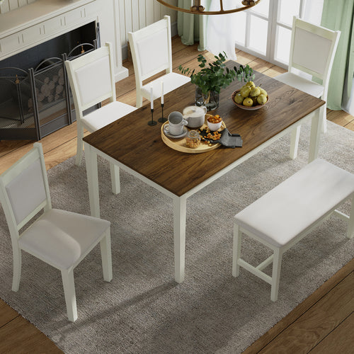 1st Choice Contemporary Rustic Solid Wood Dining Table Set in Brown