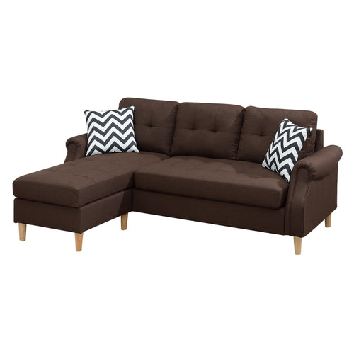1st Choice Fabric 2Pc Sectional Sofa with Round Tapered Legs in Dark Brown