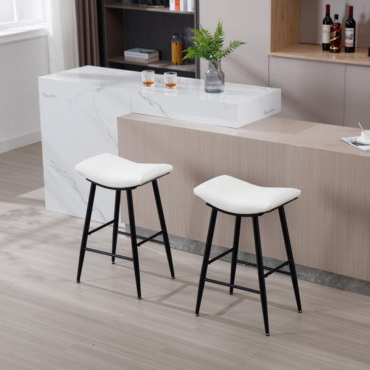 1st Choice Set of 2 Armless Kitchen Counter Low Bar Stools in Cream