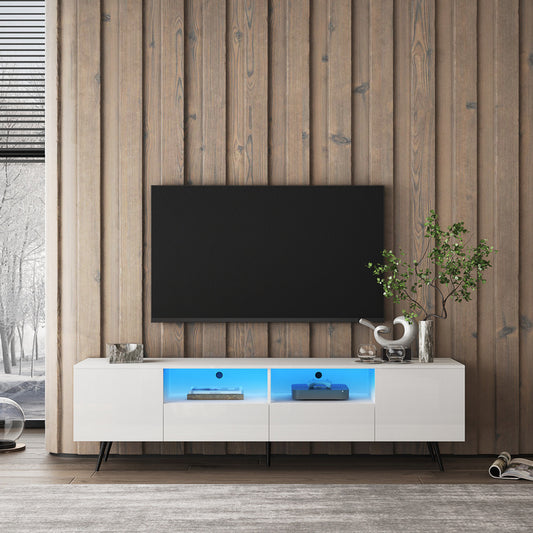 1st Choice Modern White TV Stand 16 Colors LED TV Stand w/Remote Control Lights