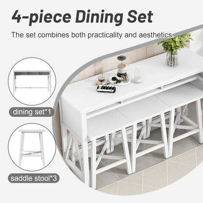 1st Choice Farmhouse Counter Height 4-Piece Dining Table Set in White